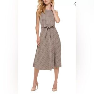 Women's  Calvin Klein Plaid Belted Midi Dress